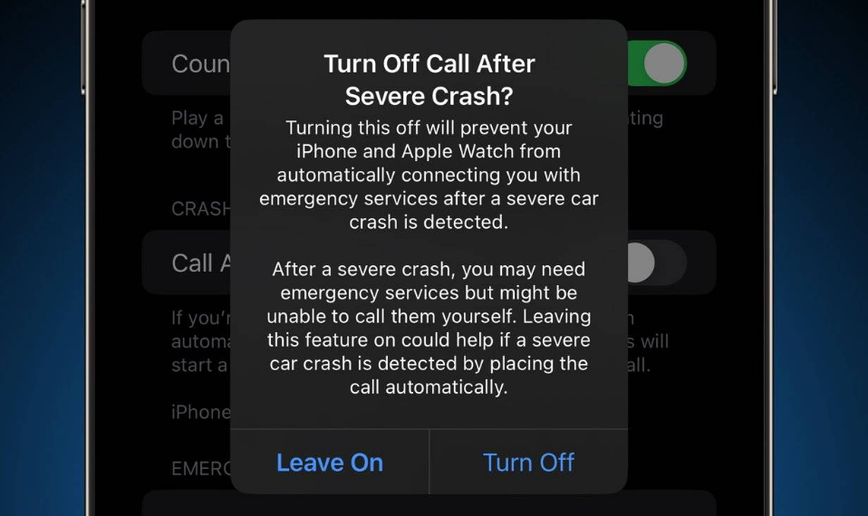 水富苹果14维修分享 iPhone 14 和 Apple Watch 上关闭崩溃检测 