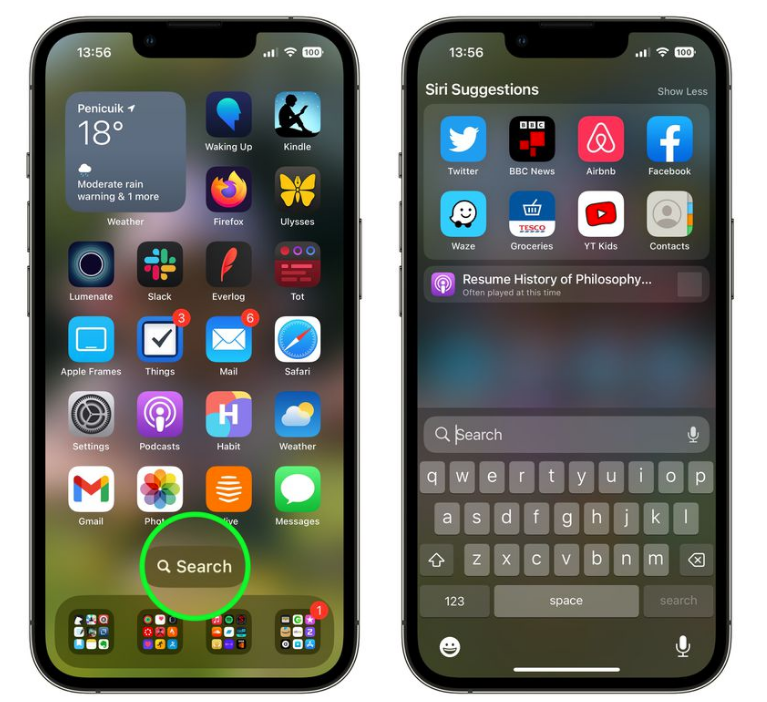 水富苹果手机维修分享升级到 iOS 16 后，如何删除主屏幕上的搜索按钮 
