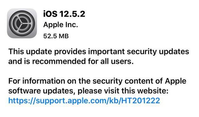 水富苹果手机维修分享iOS12.5.2发布，建议所有老苹果用户安装 